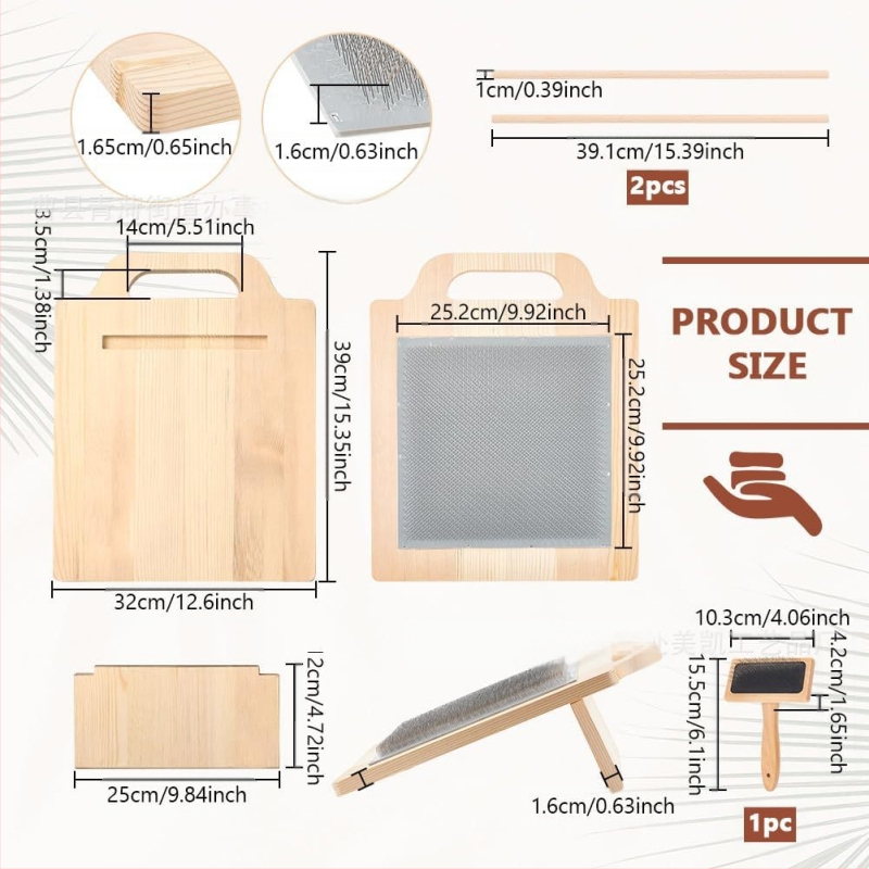 Nešiojamas medinės vilnos pluošto komplektas niansų maišymui, verpimui ir šukavimui – siuvimo mašinos priedai; kūrybingas minimalistinis stilius; galima pritaikyti.