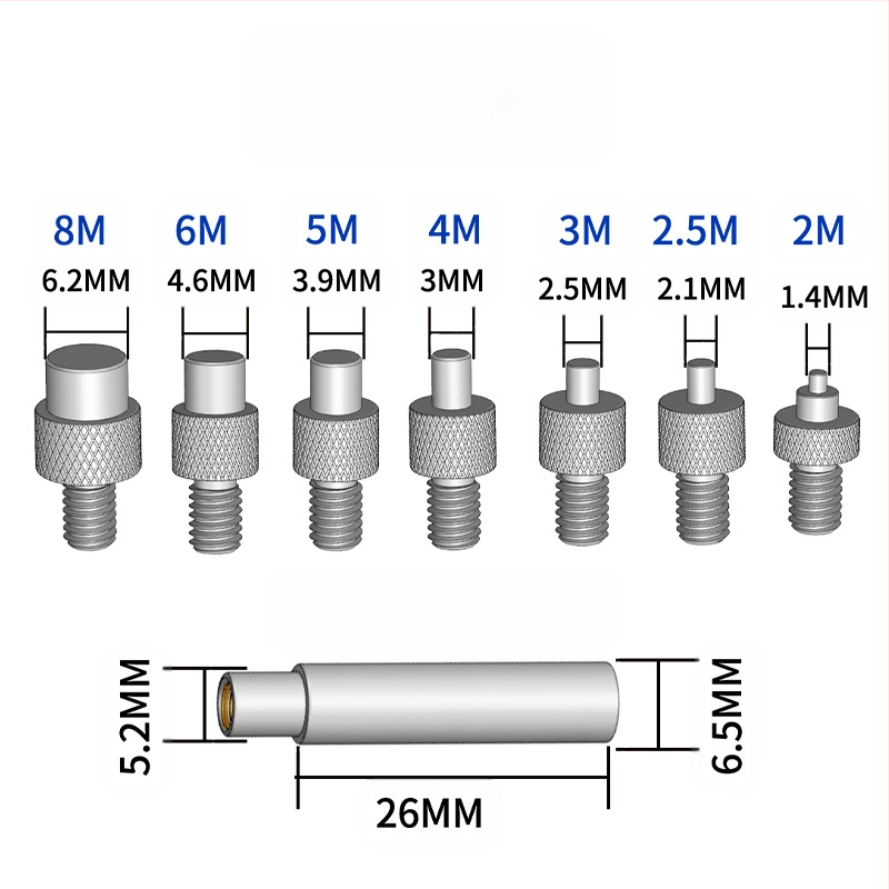Aštuonių dalių varinių terminių laidumo galvu rinkinys 3D spausdintuvams (M2–M8)