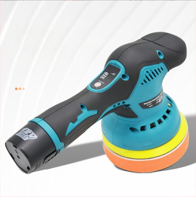 Bezvadu automobiļu pulēšanas un vaskošanas mašīna, rokas vadāms ar litija bateriju (12V, fiksēta ātrums, paredzēta auto pulēšanai un vaskošanai)