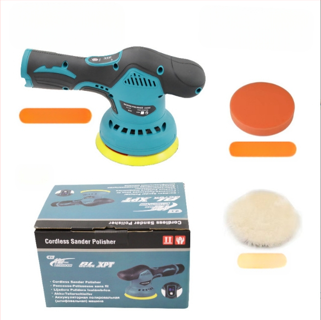Bezvadu automobiļu pulēšanas un vaskošanas mašīna, rokas vadāms ar litija bateriju (12V, fiksēta ātrums, paredzēta auto pulēšanai un vaskošanai)