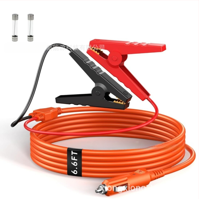 Bear 14 AWG Automobilių įkrovimo kabelis su cigarečių degiklio kištuku ir aligatoriaus klipu baterijai, PVC apvalkalas, Maitinimo kabelis įkrovimui transporto priemonėms: automobiliai, RV, motociklai, valtis, priekabos, traktoriai, sunkvežimiai