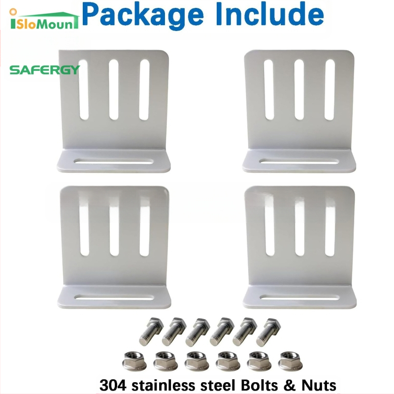 RV ir jachtos plokščiojo stogo saulės panelių laikiklis – aliuminio lydinio, reguliuojamas Z formos laikiklis, atitinka AS/NZS 1170.2, svoris 0,052 kg, paviršiaus apdaila: smulki anodizacija