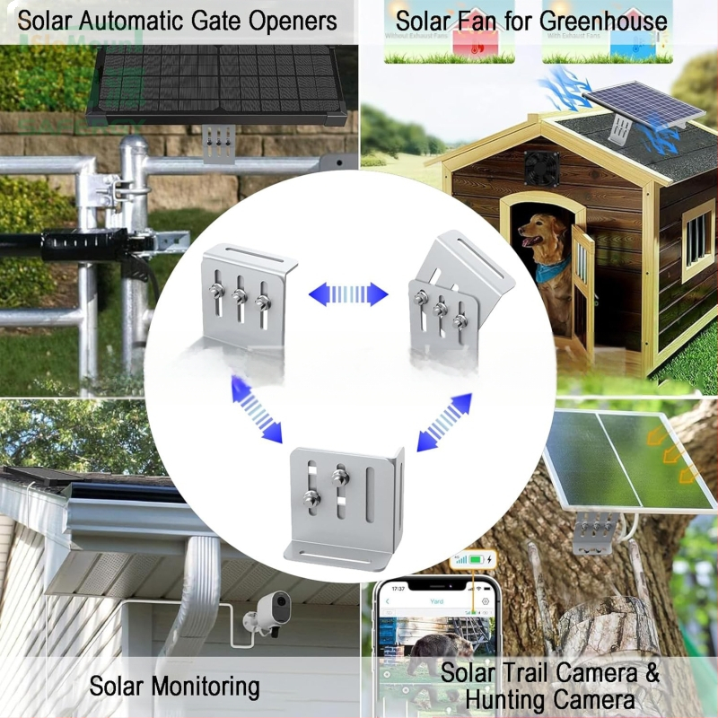 RV ir jachtos plokščiojo stogo saulės panelių laikiklis – aliuminio lydinio, reguliuojamas Z formos laikiklis, atitinka AS/NZS 1170.2, svoris 0,052 kg, paviršiaus apdaila: smulki anodizacija