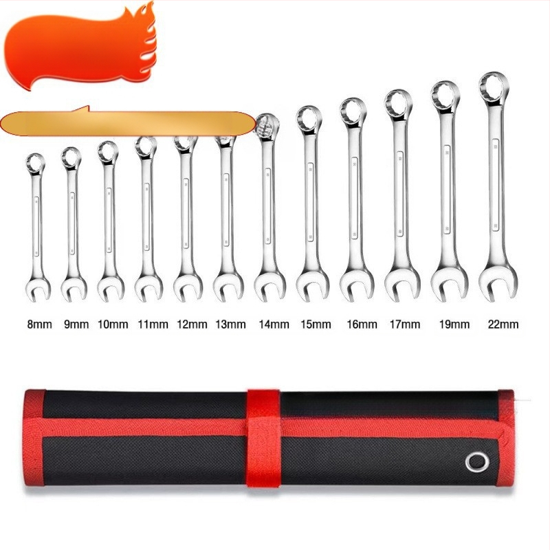 Meiqi комплект гаечни ключове с тресчотка, двустранни, 22 части (Материал: хром-ванадиева сплав; Вид: комбинирани гаечни ключове)