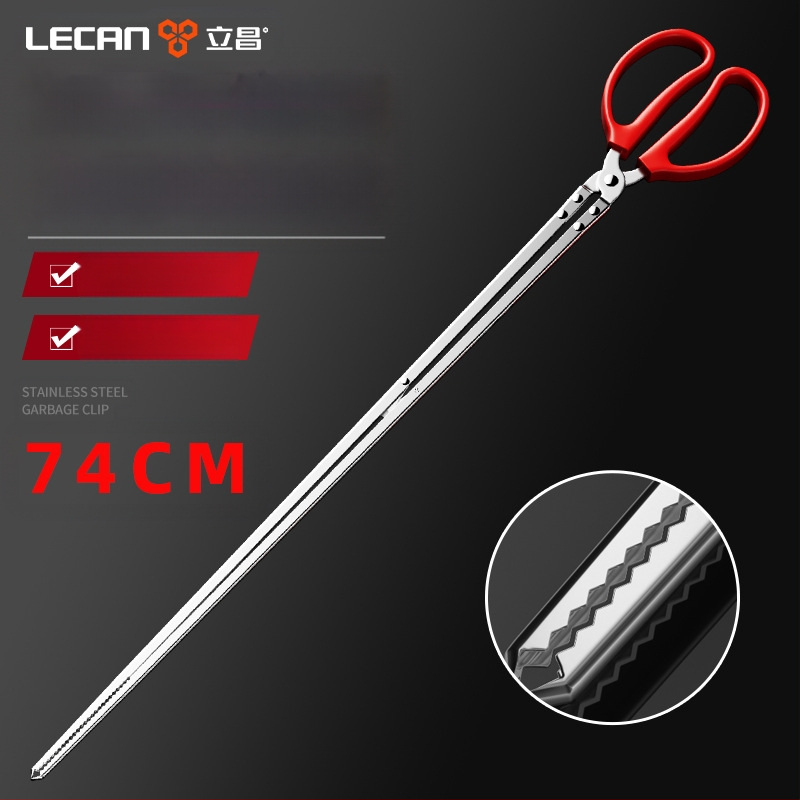 Ilgos nerūdijančio plieno žnyplės atliekų ir malkų paėmimui – neslystantis paviršius, tinkamas kaimo namų, sanitarinių darbuotojų ir pajūrio tvarkymui