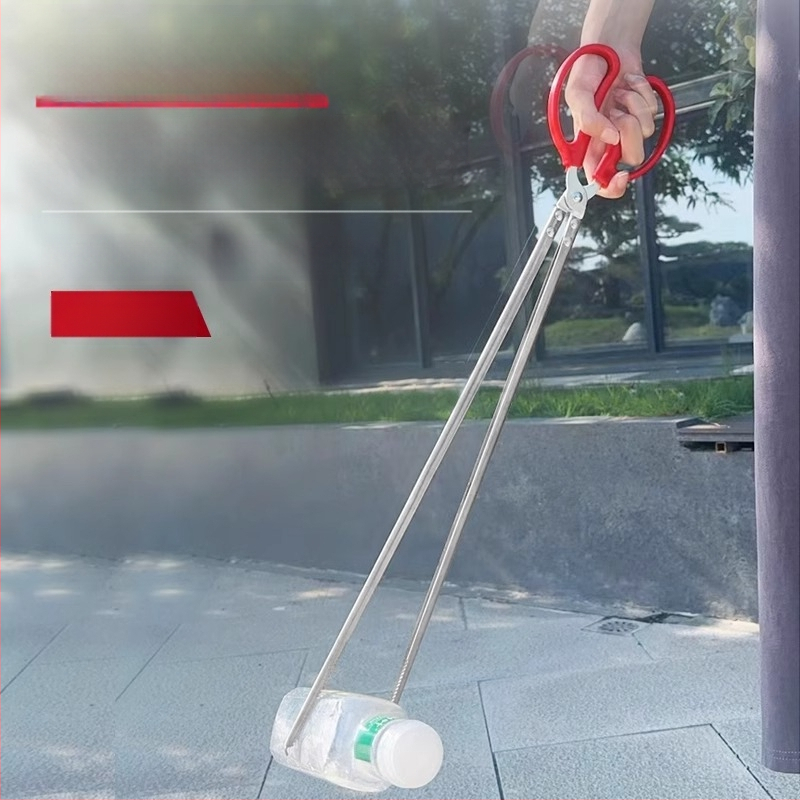 Ilgos nerūdijančio plieno žnyplės atliekų ir malkų paėmimui – neslystantis paviršius, tinkamas kaimo namų, sanitarinių darbuotojų ir pajūrio tvarkymui