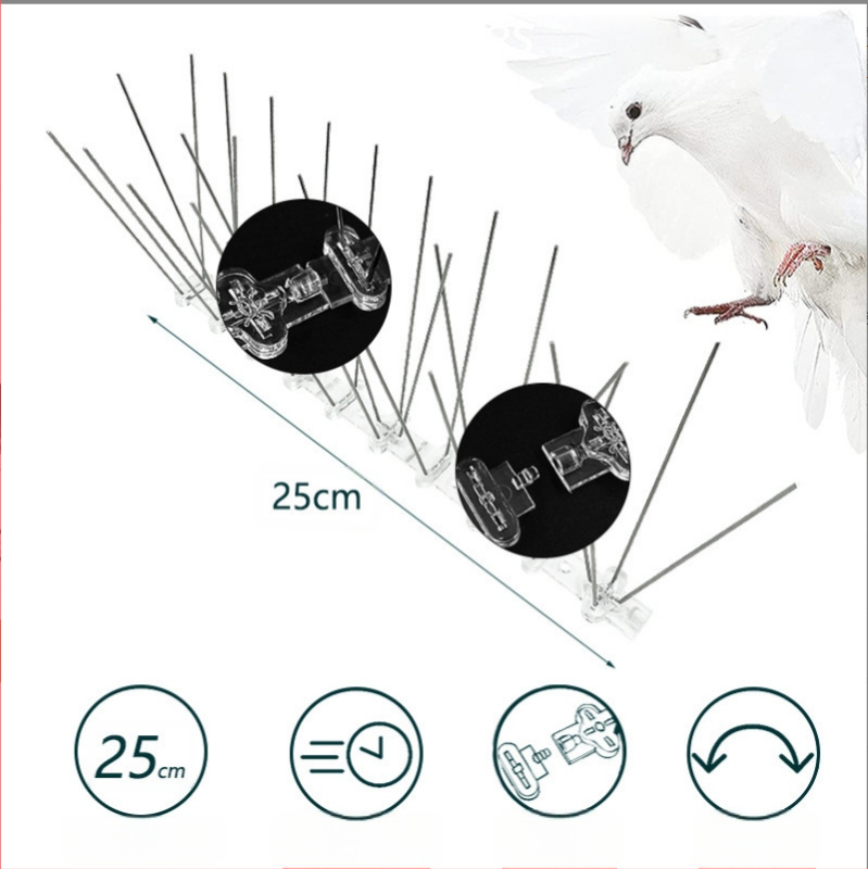 Балконни антиптичи шипове – модел 223, пластмаса и неръждаема стомана, защита срещу птици