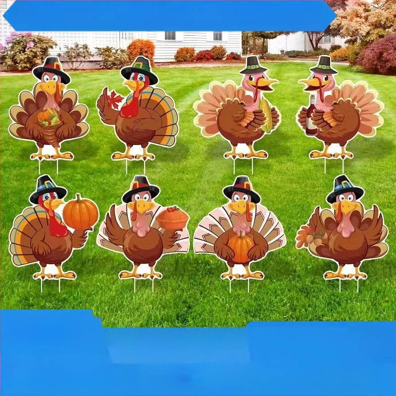 Διακόσμηση για την Ημέρα των Ευχαριστιών: αιωρούμενο πινακίδα εδάφους με γαλοπούλα και κολοκύθα για εξωτερικό κήπο — μάρκα 25425, βάρος 100 g, μη εισαγόμενη, διακόσμηση πάρτι