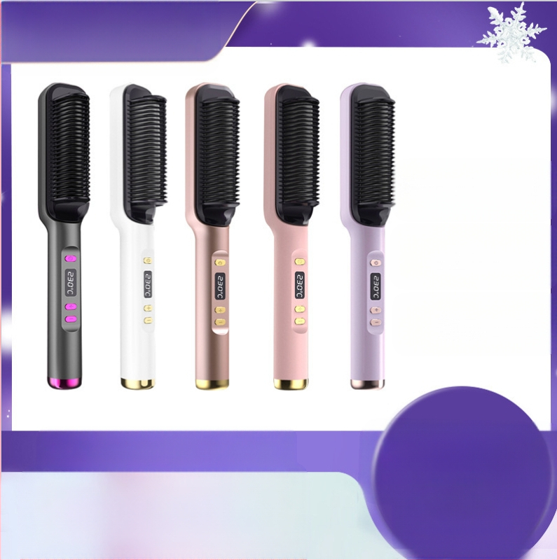 Plaukų tiesinimo šukos su titanio-turmalino danga, neigiamų jonų technologija, 15 lygių temperatūros reguliavimas, 45W 220V (laidas)