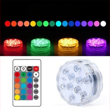 RGB nardymo LED šviesa su nuotolinio valdymo, IP67 atsparus vandeniui, 10 LED akvariumui ir baseinui