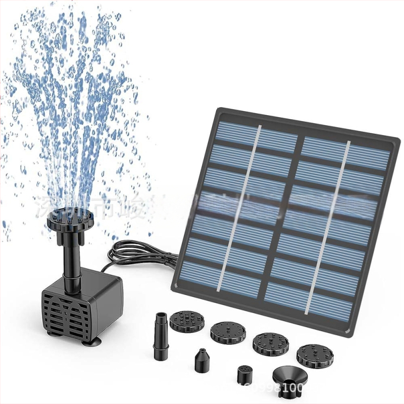 Išorinis saulės fontanas: keturkampė plūduriuojanti vandens siurblys, akmeninis baseinas, sodo paukščių vonia purkštuvs — modelio purškimas, kilmė: Shenzhen