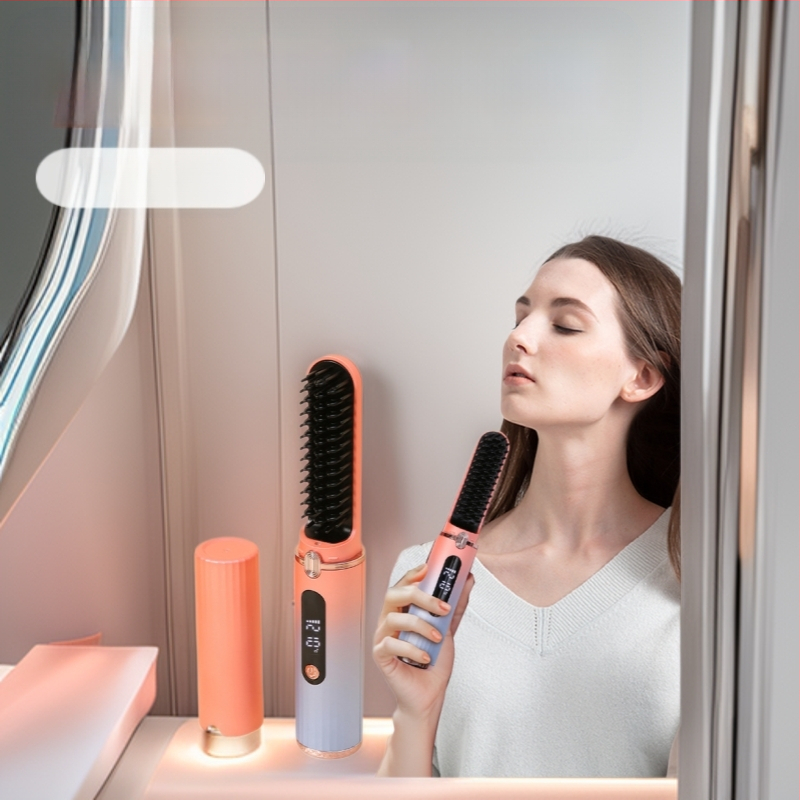 Dviejų funkcijų plaukų tiesinimo ir garbanojimo šukos su turmalino keraminiu šildytuvu, šildymo elemento skersmuo 21–30 mm, 40W, 110–220V, 5 temperatūros lygiai