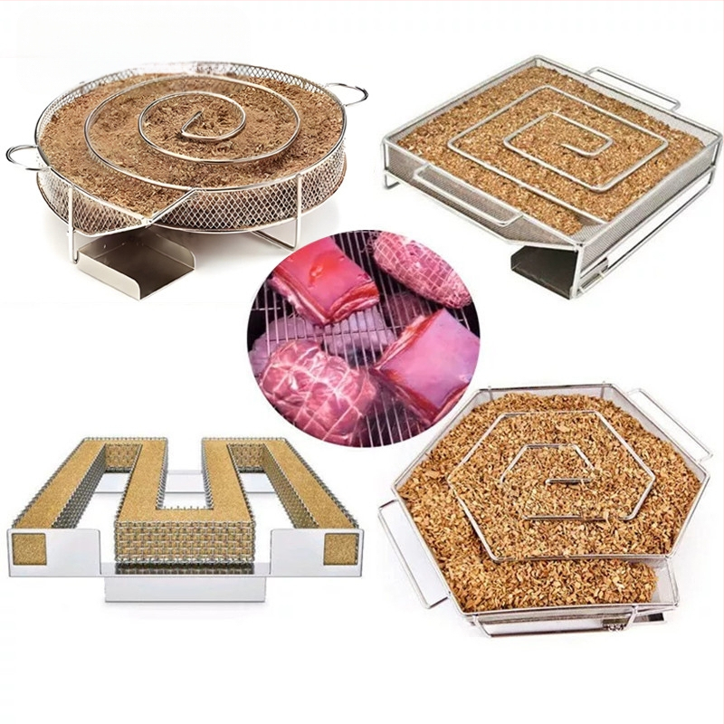 Nerūdijančio plieno apvalus dūminimo tinklo krepšelis BBQ — poliruotas paviršius, svoris 0,35–260 g, kilmė Hebei