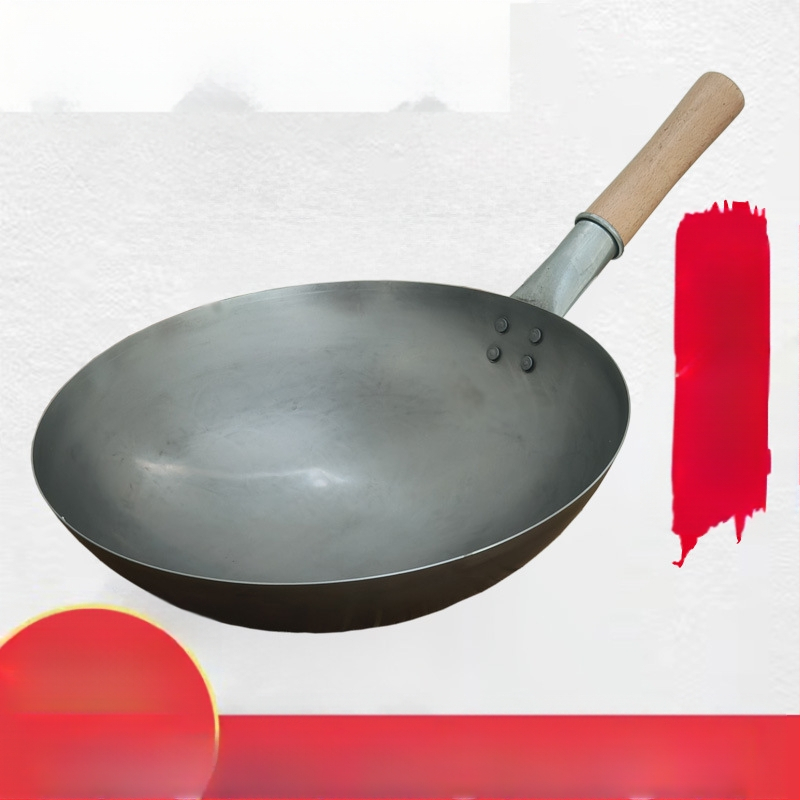 Wok - kalvio plieno, kinų stiliaus, nelimpa, su vienu dugnu, gylis 8–11 cm