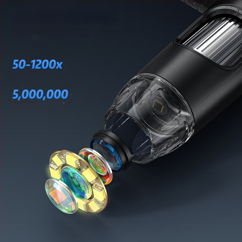 HDMI skaitmeninis mikroskopas su įmontuotu ekranu, 100x didinimas, 2 MP jutiklis, nešiojamas dizainas elektronikai