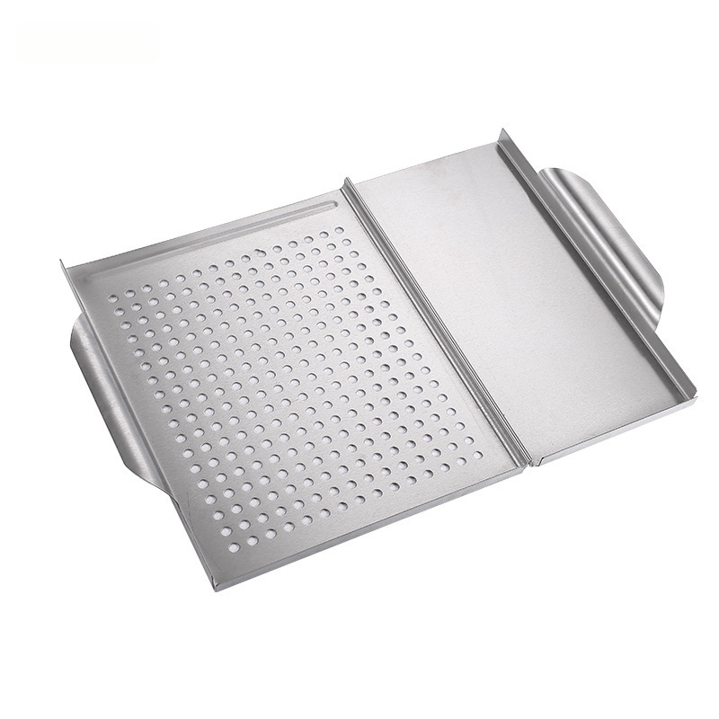 Nerūdijančio plieno kvadratinė kepsninės lėkštė 430, 2-in-1 kepimui ir daržovėms, nešiojama, lengvai valoma, 1,08 kg