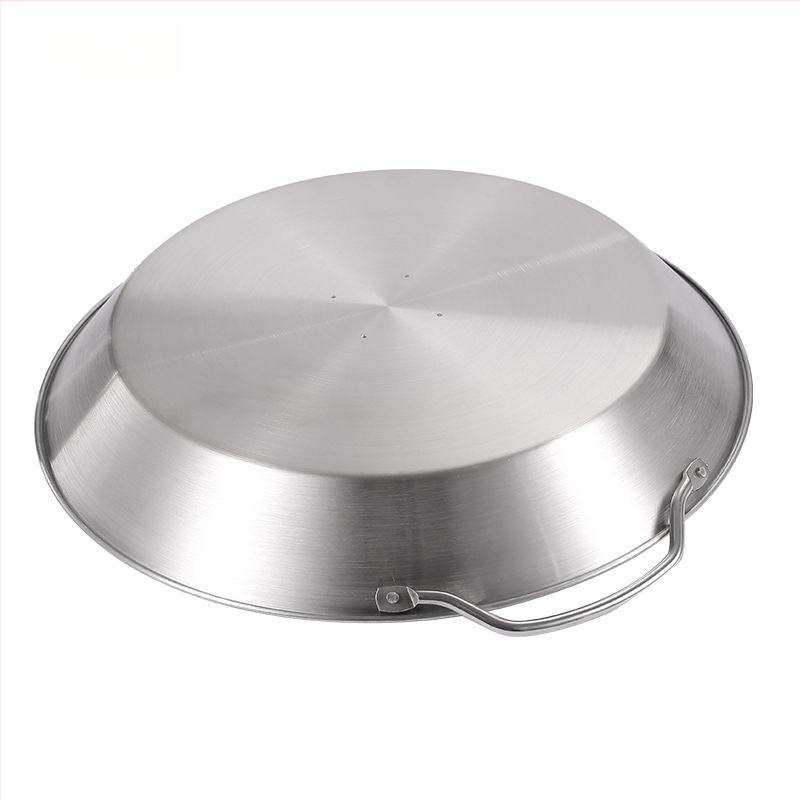 Nerūdijančio plieno vištienos kepimo lėkštė su apvaliu paviršiumi, poliruotas, lengva nešiojama ir nuimamas laikiklis, daugiafunkcinė, svoris 0.94