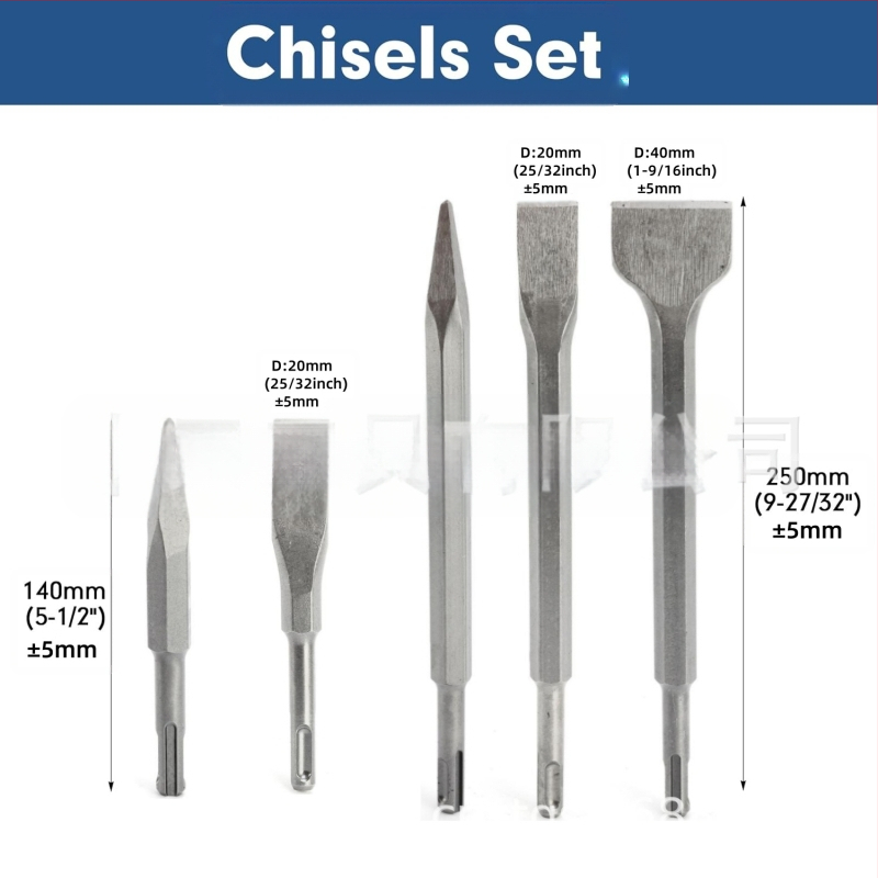 Klodės grąžtų komplektas su apvaliu šerklu, 17 vnt., dvigubos vagos dizainas, klojimai sienose ir betone