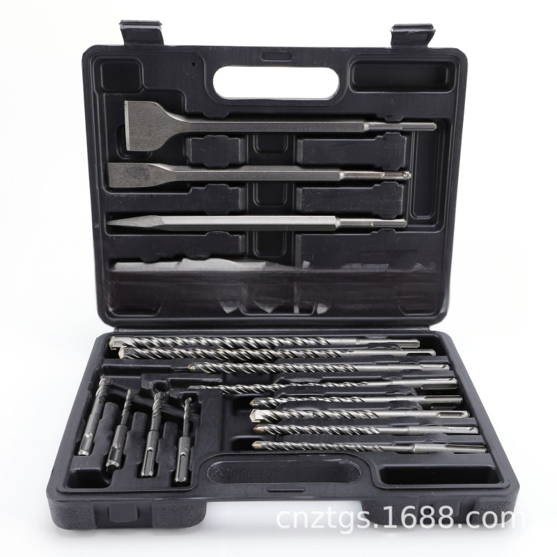 Klodės grąžtų komplektas su apvaliu šerklu, 17 vnt., dvigubos vagos dizainas, klojimai sienose ir betone