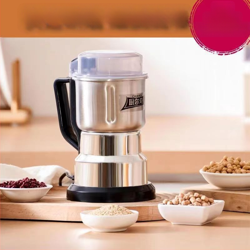 Домашна компактна мелница за зърна и билки, стоманено тяло и съд, капацитет 1–3 л, 30 000–39 999 об/мин, 3 скорости, управление с бутон, 6+ ножове
