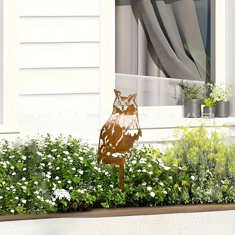 Geležinė pelėdų sodo skulptūra, modernus minimalistinis stilius, kategorija: gyvūnai, tinkama sodui, aikštei ar biurui