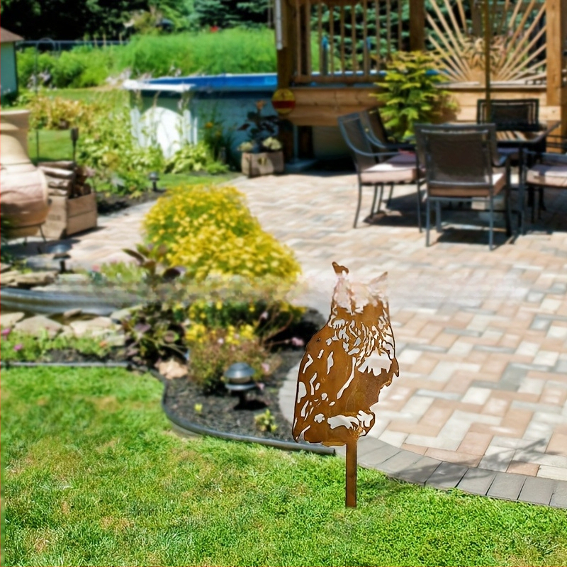 Geležinė pelėdų sodo skulptūra, modernus minimalistinis stilius, kategorija: gyvūnai, tinkama sodui, aikštei ar biurui