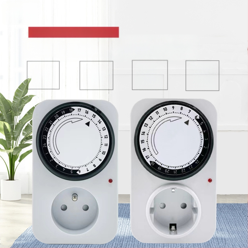 Gu Yi išmanus kištuko lizdas su laikmačiu, Europos standartas, mechaninis 24 valandų laikmačio ciklas, automatinis įjungimas/išjungimas, CE sertifikatas