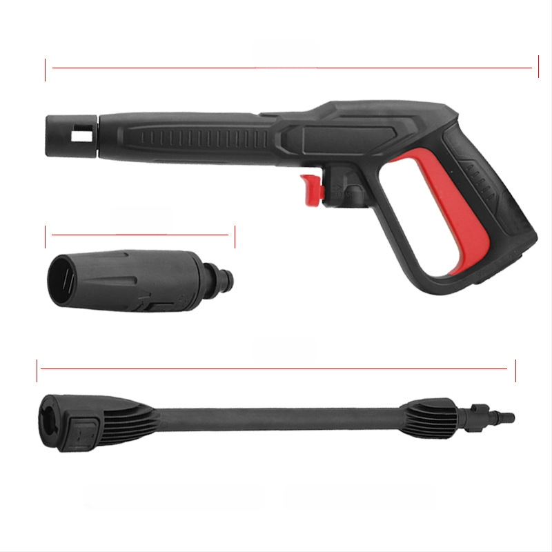 Baojing Augstspiediena auto mazgāšanas pistole – gala daļa PA66+30GF, rokturis no inženierplastmasas, spiediens 160 bar / 2320 psi, svars 600 g, izsmidzināšanas attālums 10