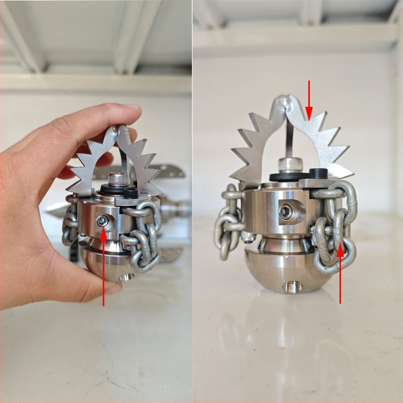 Aukšto slėgio besisukanti purkštuvė kanalizacijos valymui (nerūdijantis plienas) – valo riebalus, nuosėdas ir medžių šaknis