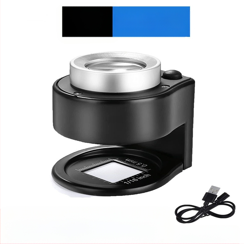 60x didinamoji lęšis su 6-LED apšvietimu, nešiojamos stalinės lupos su matavimo skale identifikacijai