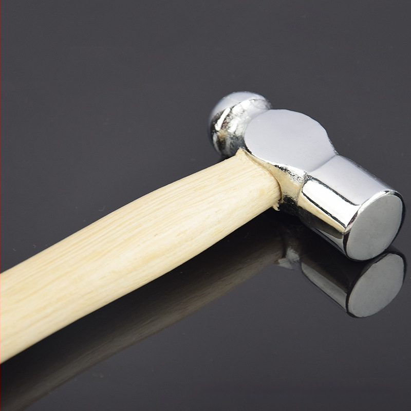 Apvalios galvos plaktukas su chromu dengta galva, medinė rankena, 0,2 kg, atsparus sprogimams ir smūgiams