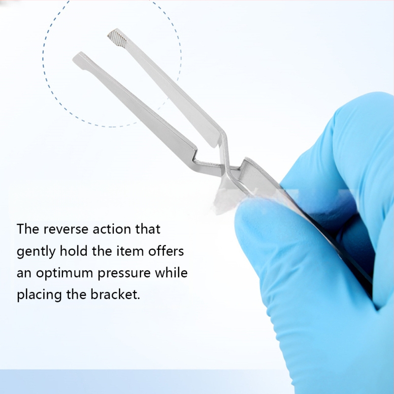 Ortodontiskas pincetes ar veidojošu klipu, nerūsējošā tērauda rokturis un gals