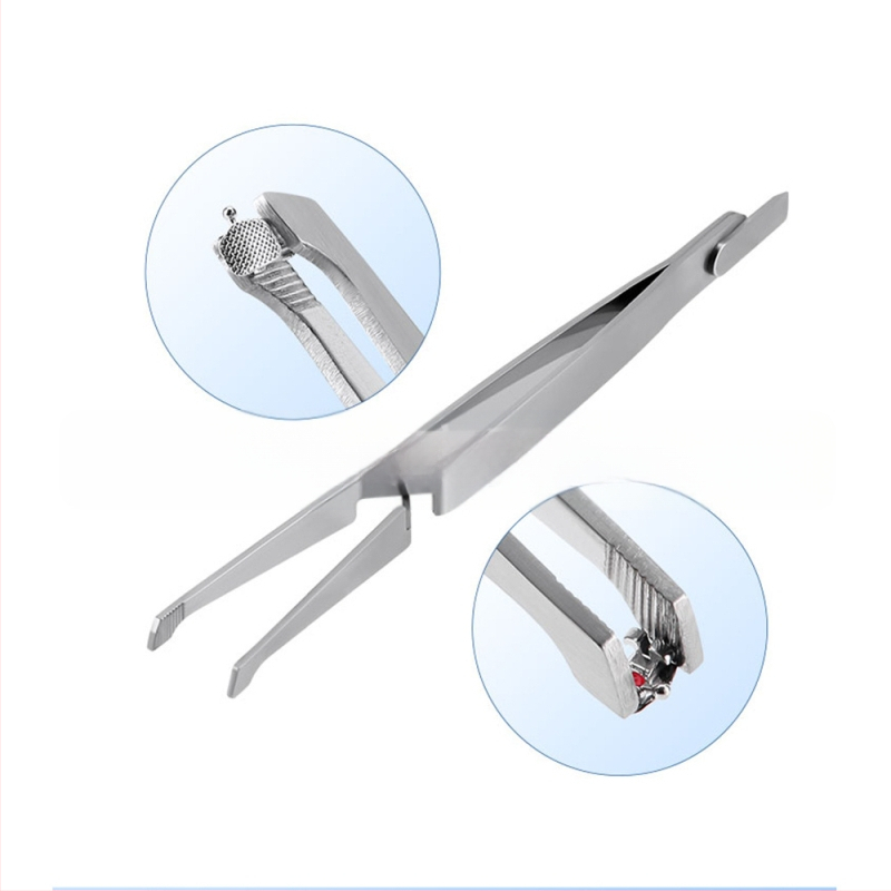 Ortodontiskas pincetes ar veidojošu klipu, nerūsējošā tērauda rokturis un gals