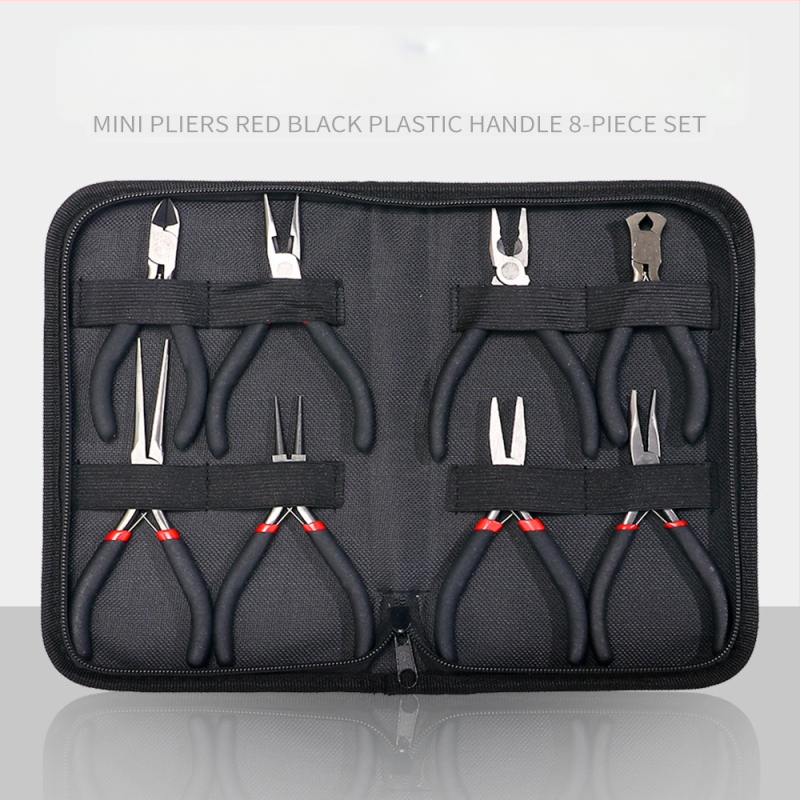 Mini fogó textil borítású markolat és műanyag bevonatú markolatokkal, 8 részes készlet összeszereléshez, szétszereléshez és telepítéshez (Márka: DZT; Anyag: 45# acél; Keménység: Magas)