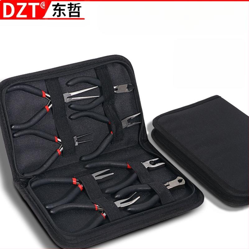 Mini fogó textil borítású markolat és műanyag bevonatú markolatokkal, 8 részes készlet összeszereléshez, szétszereléshez és telepítéshez (Márka: DZT; Anyag: 45# acél; Keménység: Magas)