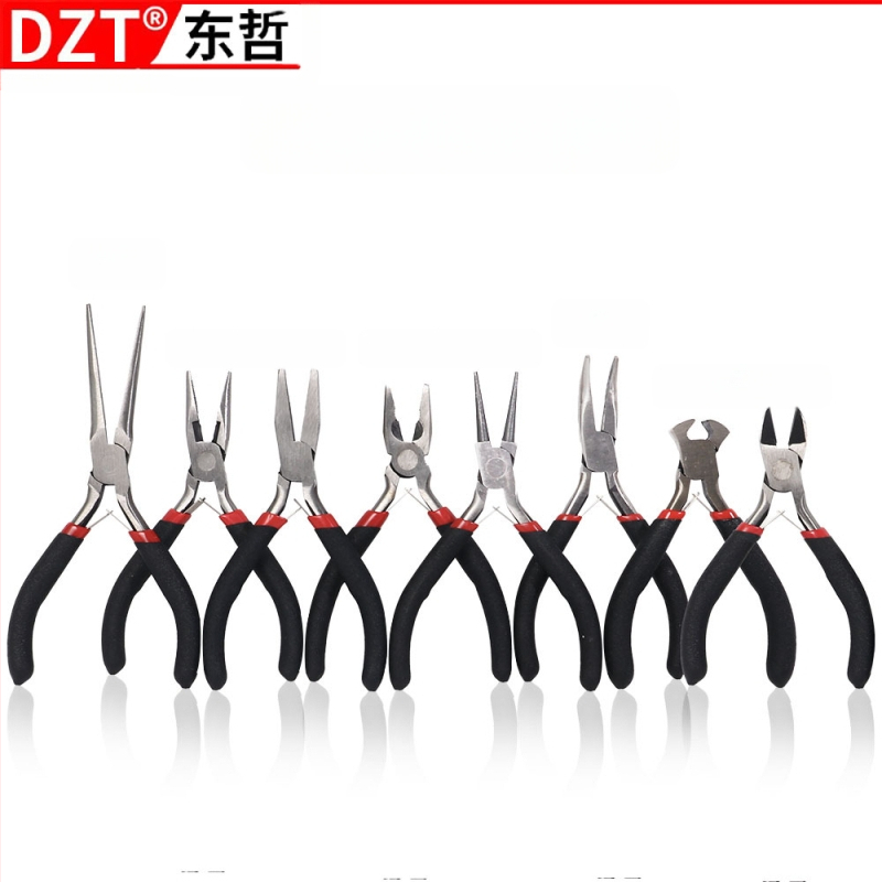 Mini fogó textil borítású markolat és műanyag bevonatú markolatokkal, 8 részes készlet összeszereléshez, szétszereléshez és telepítéshez (Márka: DZT; Anyag: 45# acél; Keménység: Magas)