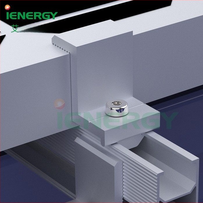 4 dalių saulės skydelių laikiklių komplektas su šoniniu prispaudimu ir montavimo raktu (AL6005-T5 aliuminio lydinys)