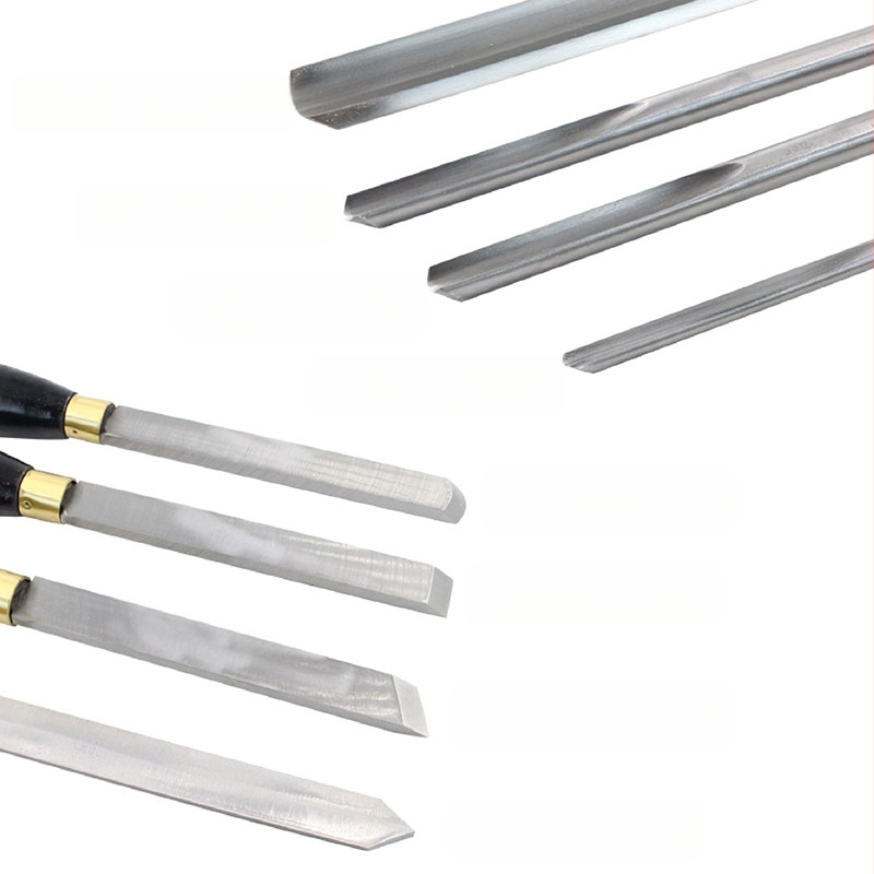 Комплект дървообработващи токарни инструменти, ръчен, високоскоростна стомана, полукръгъл профил, удължен токарен инструмент