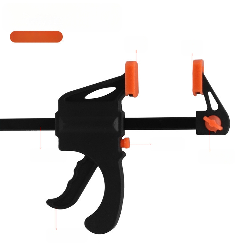 F formos staliaus laikiklis su greitu tvirtinimu teisingame kampelyje ir trigerio mechanizmu stipriam prispaudimui