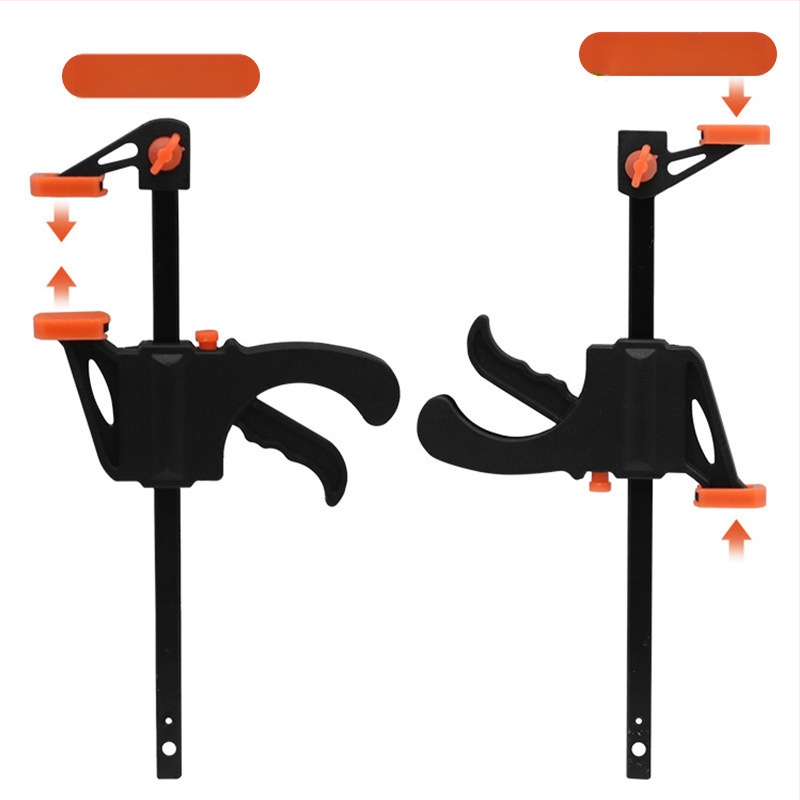 F formos staliaus laikiklis su greitu tvirtinimu teisingame kampelyje ir trigerio mechanizmu stipriam prispaudimui