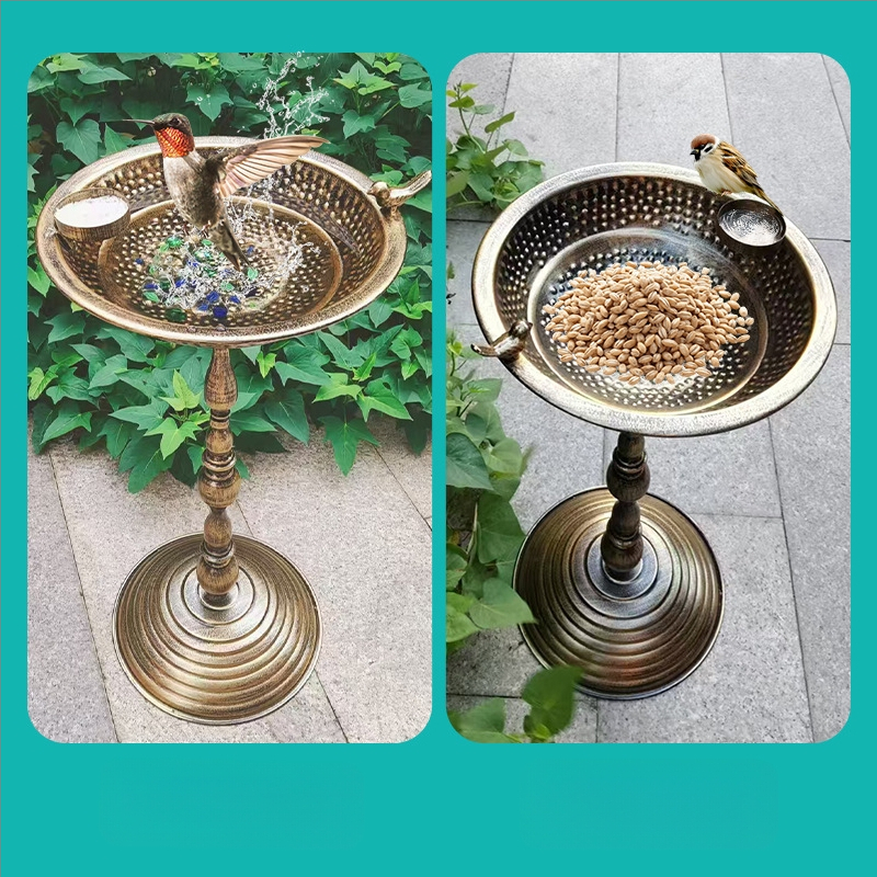 Градински орнамент за птици с метална конструкция – къпален съд за птици, марка Lijin; подходящ за дом, градина и двор
