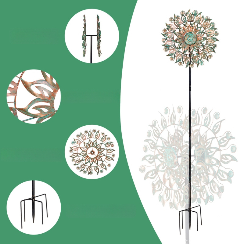 Geležies vėjo malūnas kiemo dekoras — Medžiaga: Geležis; Gamyba: Pusiau rankinis ir pusiau mechaninis; IP autorizacija: Nėra