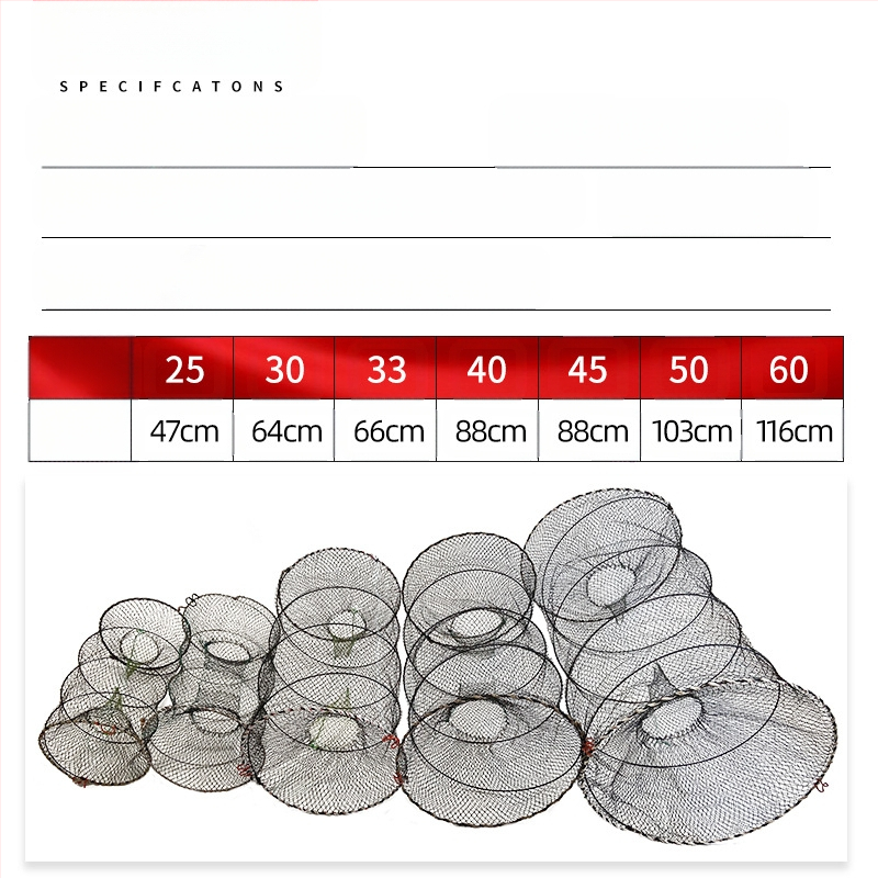 Xinwei Fishing Gear крабова кошница – сгъваща се, кръгла форма, телескопичен пружинен механизъм, мрежа