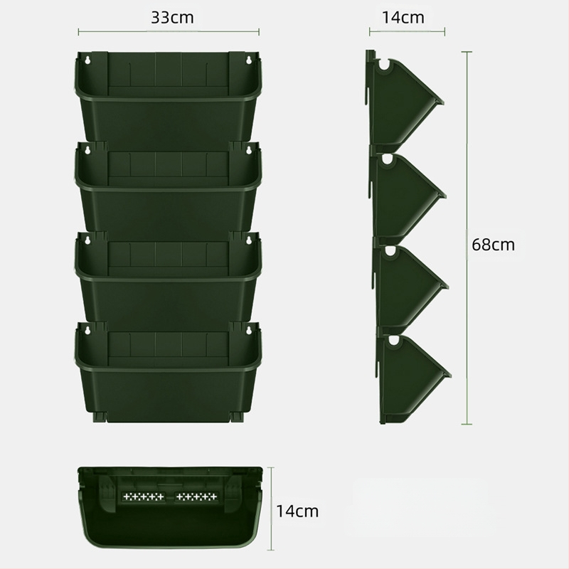 Sieninis gėlių vazonas iš perdirbtos plastikos; kvėpuojantis, atsparus korozijai ir tvirtas; gamintas injekciniu formavimu