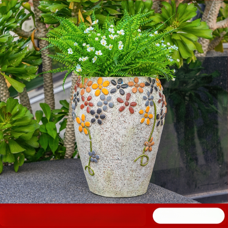 Akmens gėlių vazonas kieme lauke – dažytas, aukštos tvirtumo magnio oksidas, Flower xiaoer