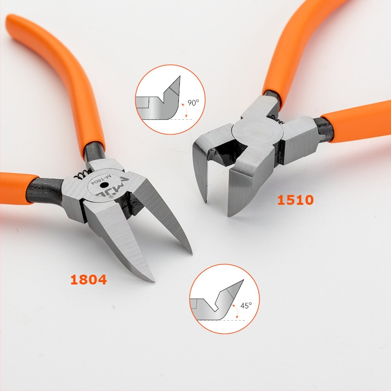 Meijialong Ipari osztályú 90° víznyílás fogó, 45° és derékszögű változatokkal | Króm-vanádium acél CR-V | Hőkezelés 42–50 HRC | Vágó él 54–62 HRC | Tömeg 0,11 kg | Rozsdagátló bevonat