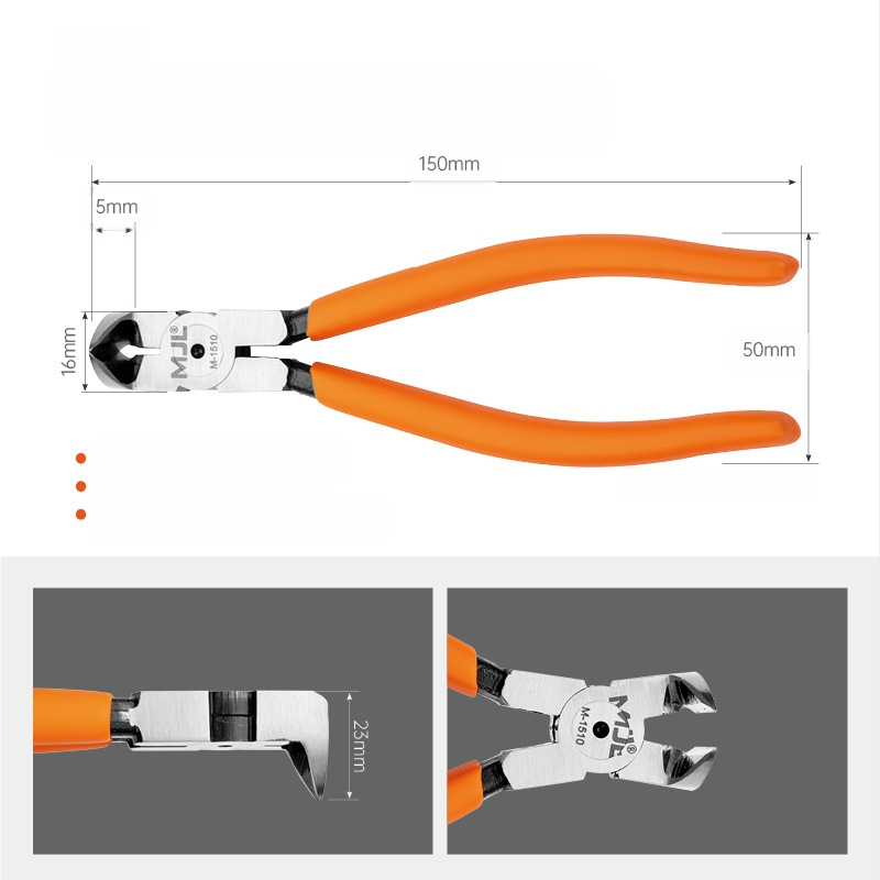 Meijialong Ipari osztályú 90° víznyílás fogó, 45° és derékszögű változatokkal | Króm-vanádium acél CR-V | Hőkezelés 42–50 HRC | Vágó él 54–62 HRC | Tömeg 0,11 kg | Rozsdagátló bevonat