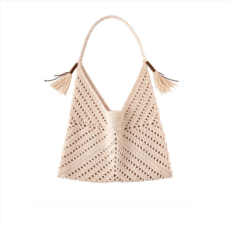 Triugalio formos maišelio medžiagų rinkinys su tuščiavidure medvilnine siūle, rankų austas maišelis