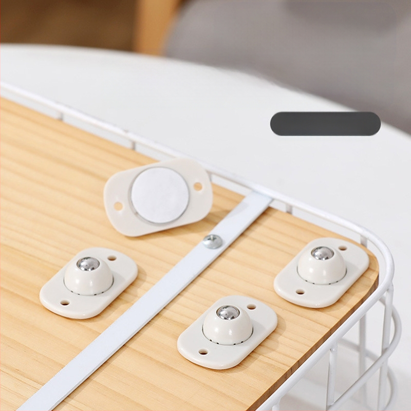 Öntapadós univerzális görgőkészlet (4 db) tároló dobozokhoz és mozgatható keretrendszerekhez — ABS + 304 rozsdamentes acél, kreatív dizájn