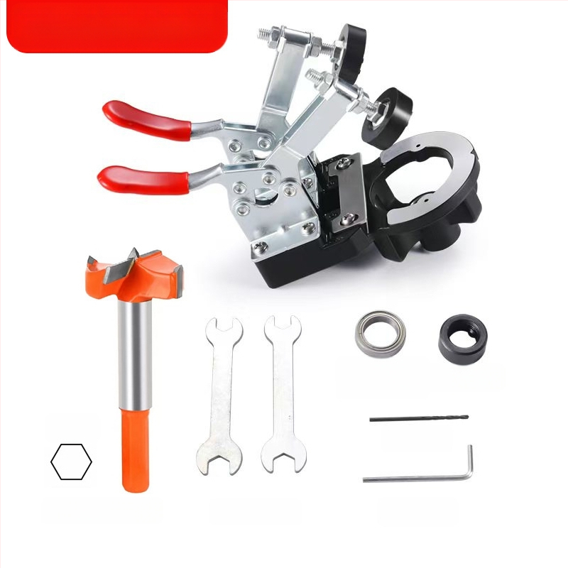 Дървообработващ инструмент: водач за пробиване на панти за шкафове и локатор за дупки на панти — помощно средство за монтаж